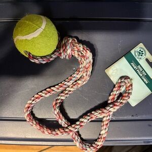 Dog Toy Green Tennis Ball with Rope